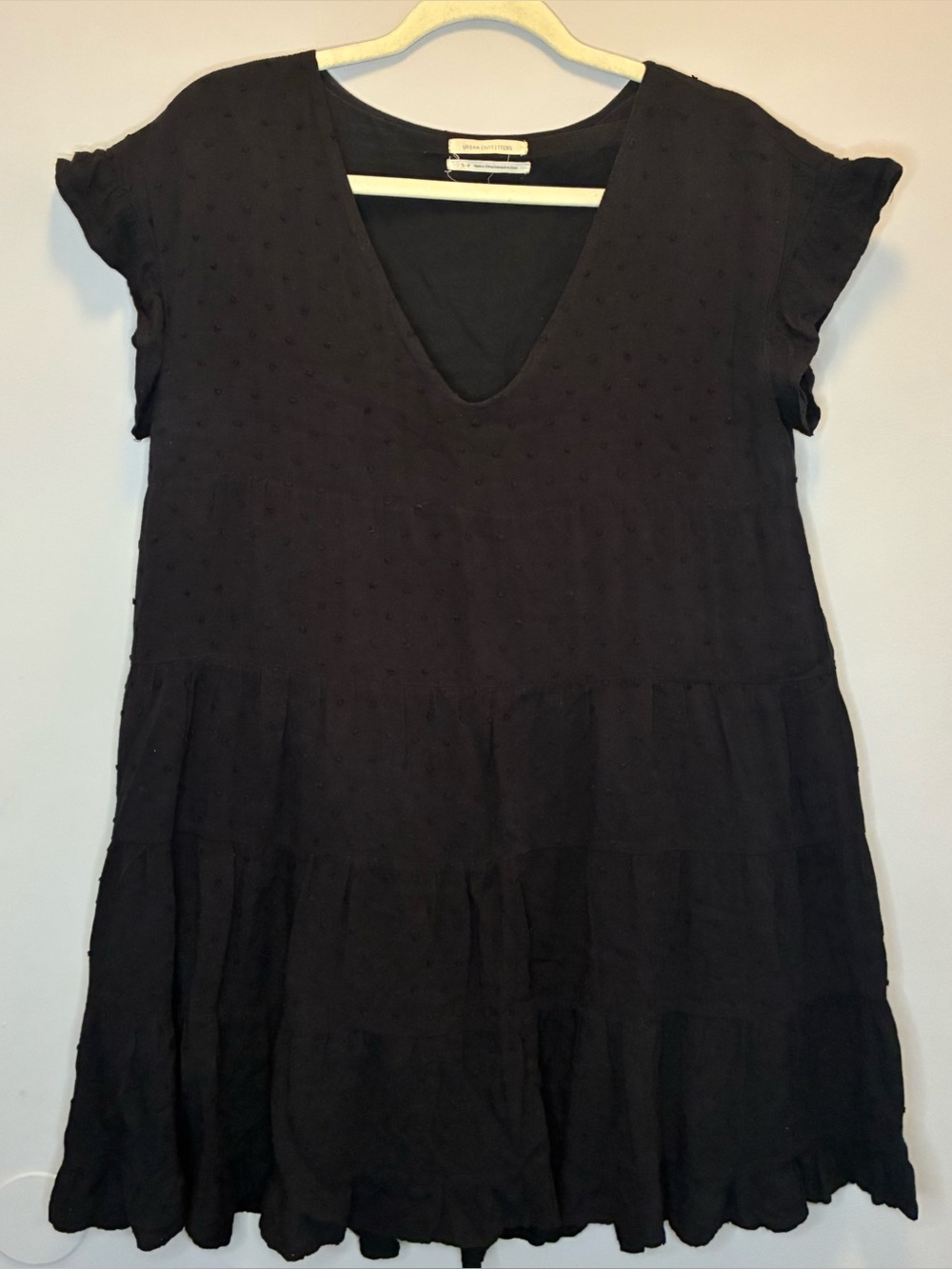 Urban Outfitters Black V-Neck Tiered Dress